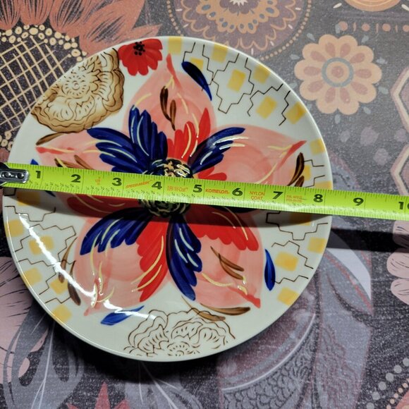 Gracie's Teaware Red Black Yellow Floral 8 Inch Set of 2 Tea Pastry Plates - Picture 9 of 9